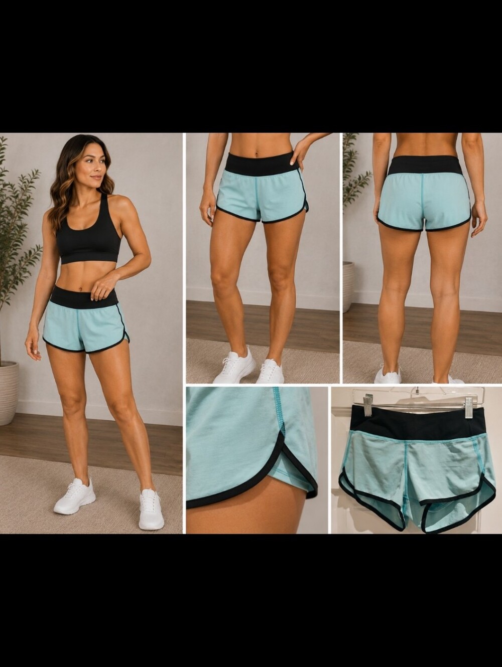 Lululemon athletica Light Aqua Shorts with Black Waistband